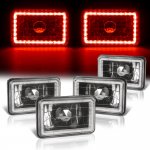 1985 Cadillac Cimarron Red LED Halo Black Sealed Beam Headlight Conversion Low and High Beams