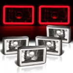 1982 Chevy 1500 Pickup Red Halo Tube Black Sealed Beam Headlight Conversion Low and High Beams