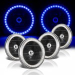 1969 Buick Special Blue LED Halo Black Sealed Beam Headlight Conversion