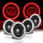 1971 Buick LeSabre Red LED Halo Black Sealed Beam Headlight Conversion