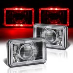 1987 Chevy Cavalier Red Halo Black Chrome Sealed Beam Projector Headlight Conversion