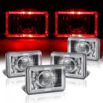 1987 Chevy C10 Pickup Red Halo Black Chrome Sealed Beam Projector Headlight Conversion Low and High Beams