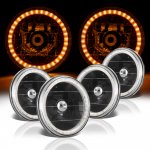 1964 Buick Riviera Amber LED Halo Black Sealed Beam Headlight Conversion