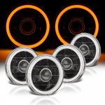 1986 BMW 5 Series Amber Halo Tube Black Sealed Beam Projector Headlight Conversion