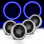 1972 Buick LeSabre Blue LED Halo Black Sealed Beam Projector Headlight Conversion