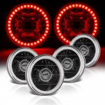 1966 Cadillac Deville Red LED Halo Black Sealed Beam Projector Headlight Conversion