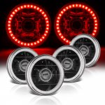 1981 Chrysler New Yorker Red LED Halo Black Sealed Beam Projector Headlight Conversion