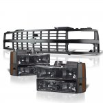 1993 Chevy 2500 Pickup Black Grille and Smoked Headlights Set