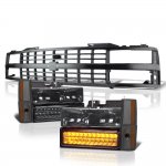 1990 Chevy 1500 Pickup Black Grille Smoked Headlights LED Bumper Lights
