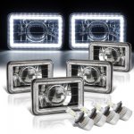 Dodge Mini Ram Van 1984-1986 White LED Halo Black LED Projector Headlights Conversion Kit Low and High Beams