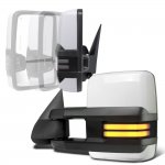 Chevy Avalanche 2003-2005 White Power Folding Towing Mirrors Smoked Tube LED Lights