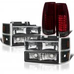 1994 Chevy 1500 Pickup Black Headlights Tinted LED Tail Lights