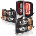 2009 Chevy Silverado 3500HD Black Headlights and Custom LED Tail Lights