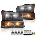 2003 Chevy Avalanche Smoked Headlights LED Bulbs Complete Kit