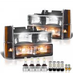 Chevy Blazer Full Size 1992-1993 Black Headlights LED Bulbs Complete Kit