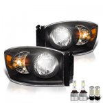 Dodge Ram 3500 2006-2009 Black LED Headlight Bulbs Set Complete Kit