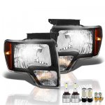 2013 Ford F150 Black LED Headlight Bulbs Set Complete Kit