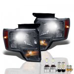 2011 Ford F150 Smoked LED Headlight Bulbs Set Complete Kit