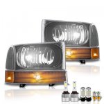 2000 Ford F450 Black LED Headlight Bulbs Set Complete Kit