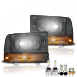 2001 Ford Excursion Smoked LED Headlight Bulbs Set Complete Kit