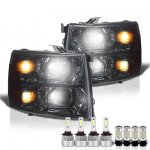 2014 Chevy Silverado 2500HD Smoked Headlights LED Bulbs Complete Kit