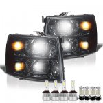 2007 Chevy Silverado Smoked Headlights LED Bulbs Complete Kit