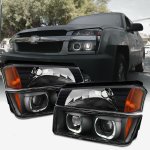 2002 Chevy Avalanche Body Cladding Black Halo Projector Headlights Set