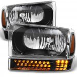 Ford F250 1999-2004 Black Headlights LED Bumper Lights