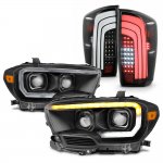 2016 Toyota Tacoma SR Black Projector Headlights LED Tail Lights Sequential Tube Signal
