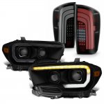 2016 Toyota Tacoma SR Black Smoked Projector Headlights LED Tail Lights Sequential Tube Signal