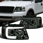 Ford F150 2004-2008 Smoked Projector Headlights Switchback LED Sequential Signal
