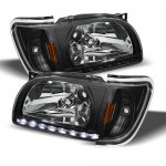 2004 Toyota Tacoma Black Euro Headlights with Chrome Trim Corner Lights