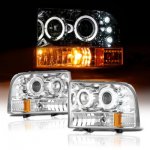 2000 Ford Excursion Clear Dual Halo Projector Headlights with LED