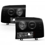 Ford F350 Super Duty 1999-2004 Black Smoked Projector Headlights
