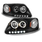 2001 Ford Expedition Black Halo Projector Headlights with LED