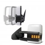 Chevy Silverado 2007-2013 White Power Folding Tow Mirrors Smoked LED Lights