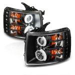 2013 Chevy Silverado 3500HD Black Projector Headlights with Halo and LED