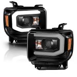 2015 GMC Sierra Black LED DRL Projector Headlights