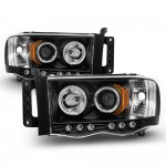 Dodge Ram 3500 2003-2005 Black Halo Projector Headlights with LED