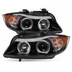 2007 BMW 3 Series E90 Sedan Black Dual Halo Projector Headlights