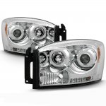 2009 Dodge Ram 3500 Clear Dual Halo Projector Headlights LED