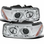 GMC Sierra 2500HD 2001-2006 Chrome Halo Projector Headlights with LED