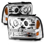 Ford F450 Super Duty 2005-2007 Clear Projector Headlights with CCFL Halo and LED