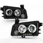 2010 Dodge Charger Black Halo Projector Headlights with LED