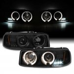 2001 GMC Yukon Denali Black Smoked Dual Halo Projector Headlights with LED