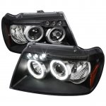 2004 Jeep Grand Cherokee Black Dual Halo Projector Headlights with LED