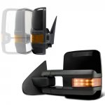 Chevy Silverado 3500HD 2007-2014 Glossy Black Power Folding Tow Mirrors LED Lights