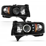 Dodge Ram 1994-2001 Black Halo Projector Headlights with LED