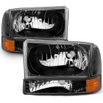 Ford F250 Super Duty 1999-2004 Crystal Headlights and Corner Lights Black