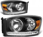 2009 Dodge Ram 3500 Black Euro Headlights LED DRL